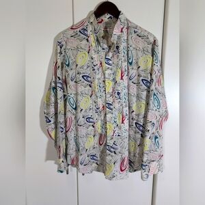 L&M Vintage Fashions Shirt Men's Large Tuxedo Style Outrageous Multicolored
